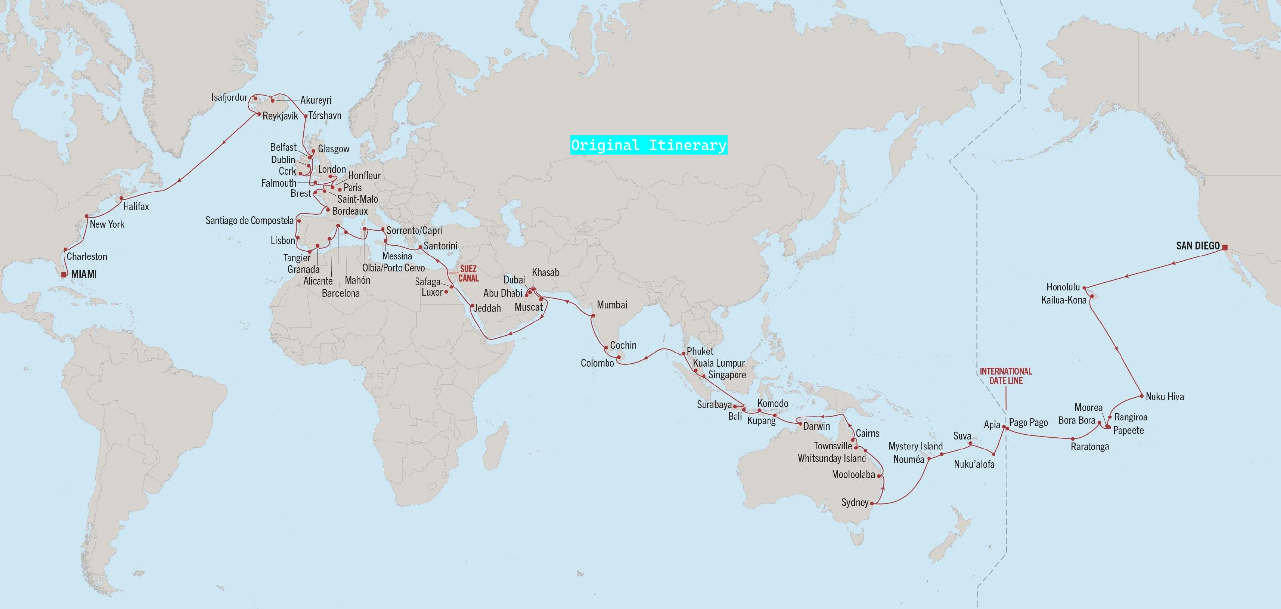 2026 World Cruise Map